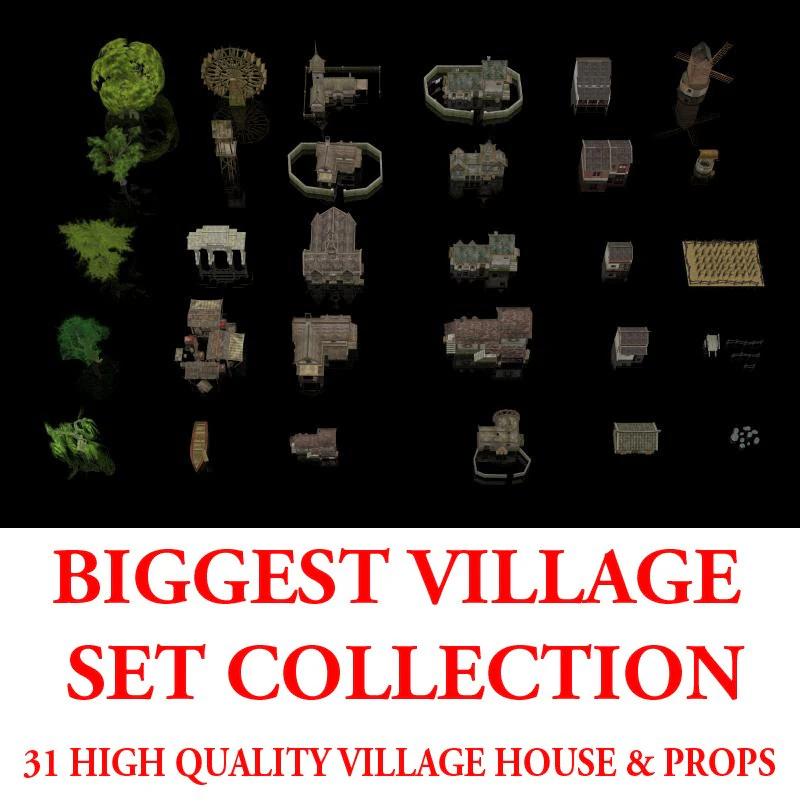 biggest village set collection 3D Model .c4d .max .obj .3ds .fbx .stl .blend