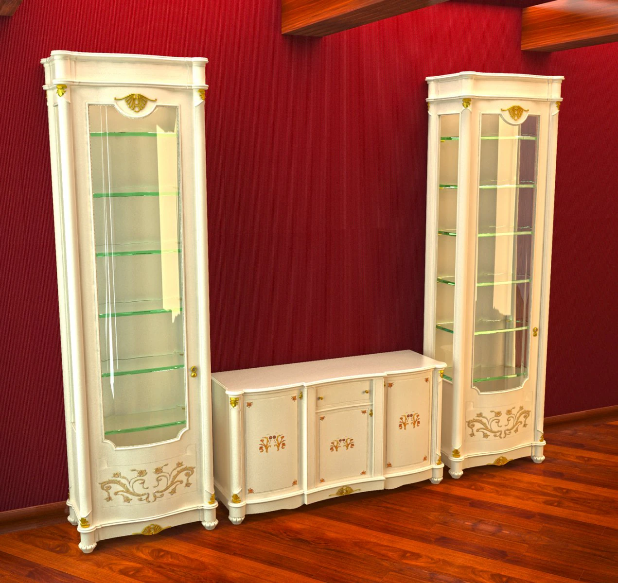 dresser and case 3D Model .c4d .max .obj .3ds .fbx .stl .blend