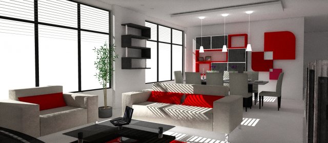 minimalist dining room Modello 3D .c4d .max .obj .3ds .fbx .stl .blend 