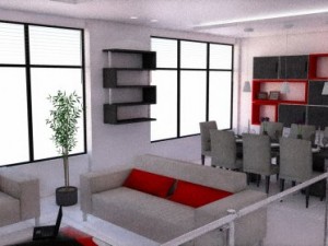 minimalist dining room Modello 3D