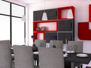 minimalist dining room Modello 3D