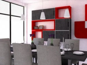 minimalist dining room 3D Model