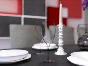 minimalist dining room Modello 3D