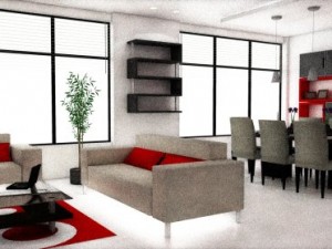 minimalist dining room Modello 3D
