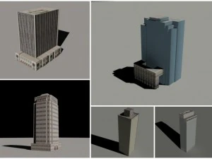 5 low poly skyscrapers 3D Model
