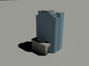5 low poly skyscrapers 3D Model