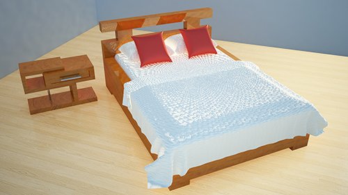 bed with lap side table 3D Model .c4d .max .obj .3ds .fbx .stl .blend 