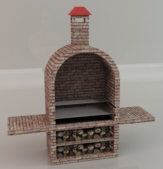 grill with fireplace 3D Model .c4d .max .obj .3ds .fbx .stl .blend 