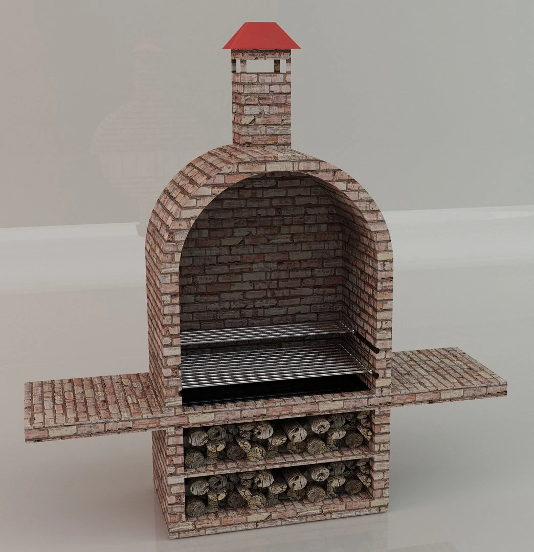 grill with fireplace 3D Model .c4d .max .obj .3ds .fbx .stl .blend 