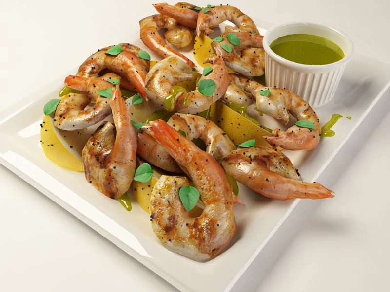 grilled mediterranean shrimp 3D Model .c4d .max .obj .3ds .fbx .stl .blend