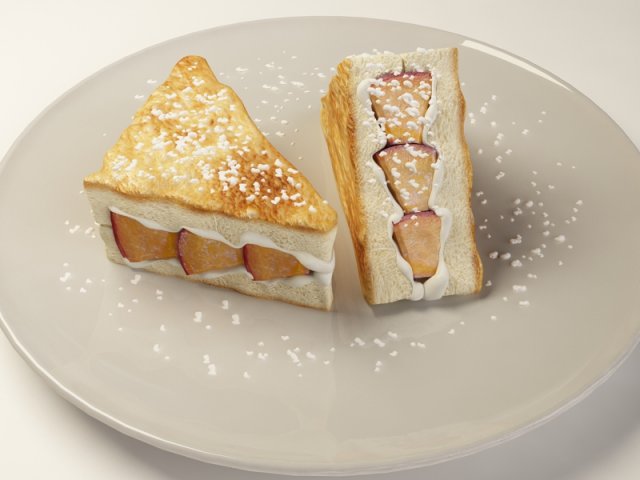 black velvet apricot french toast Modello 3D .c4d .max .obj .3ds .fbx .stl .blend 