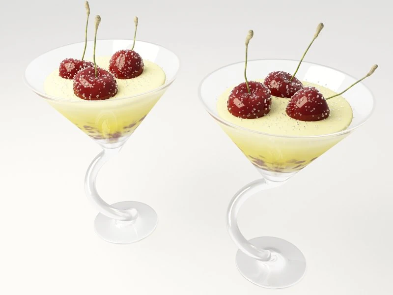 zabaione with sugared cherries 3D Model .c4d .max .obj .3ds .fbx .stl .blend