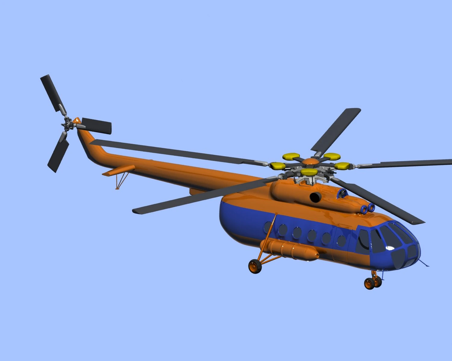 helicopter mi8 hip 3D Model .c4d .max .obj .3ds .fbx .stl .blend 