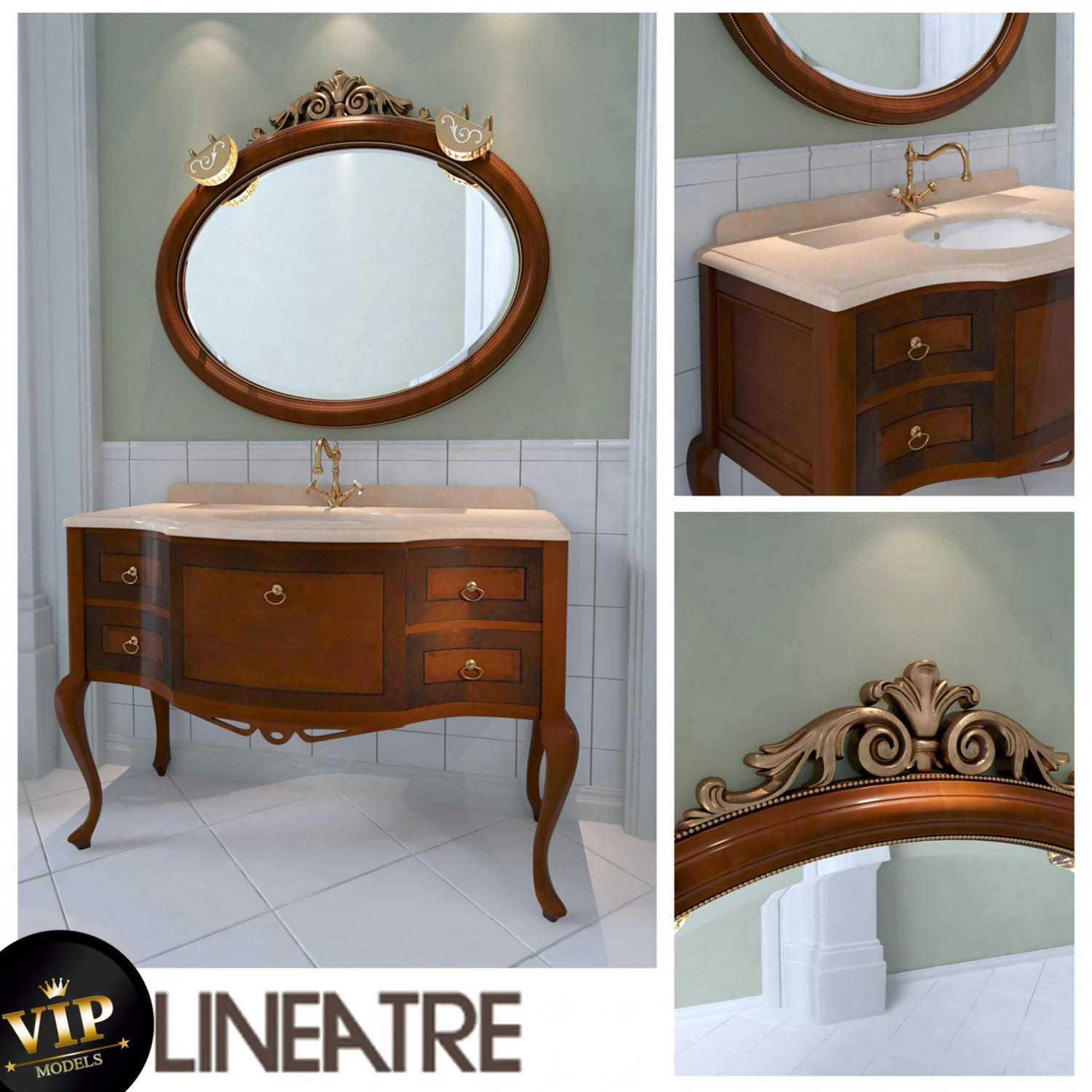washbasin lineatre savoy 3D Model .c4d .max .obj .3ds .fbx .stl .blend 