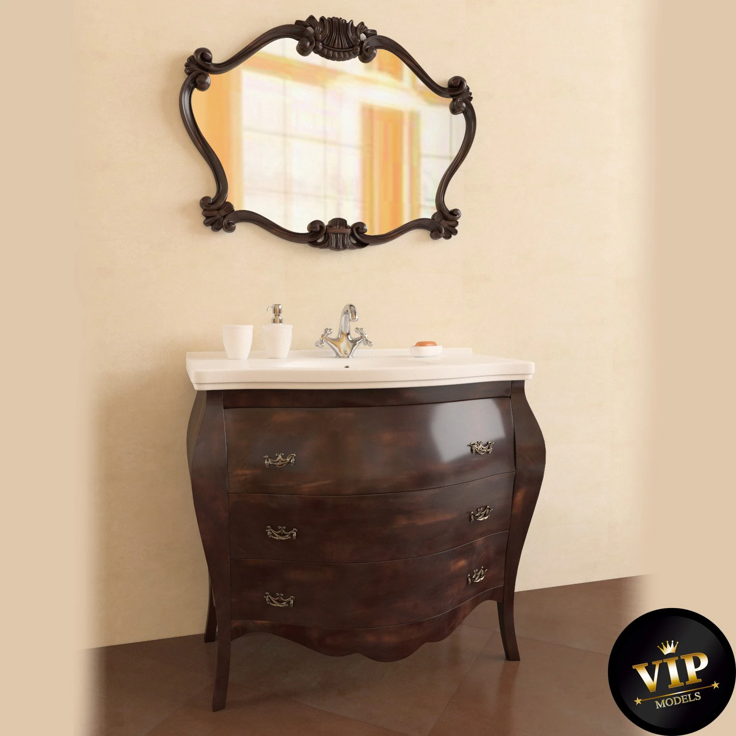 washbasin tiffany world barocco 7230 3D Model .c4d .max .obj .3ds .fbx .stl .blend 