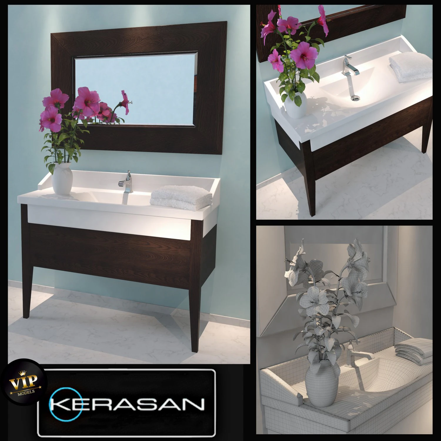 washbasin kerasan bentley 3D Model .c4d .max .obj .3ds .fbx .stl .blend 