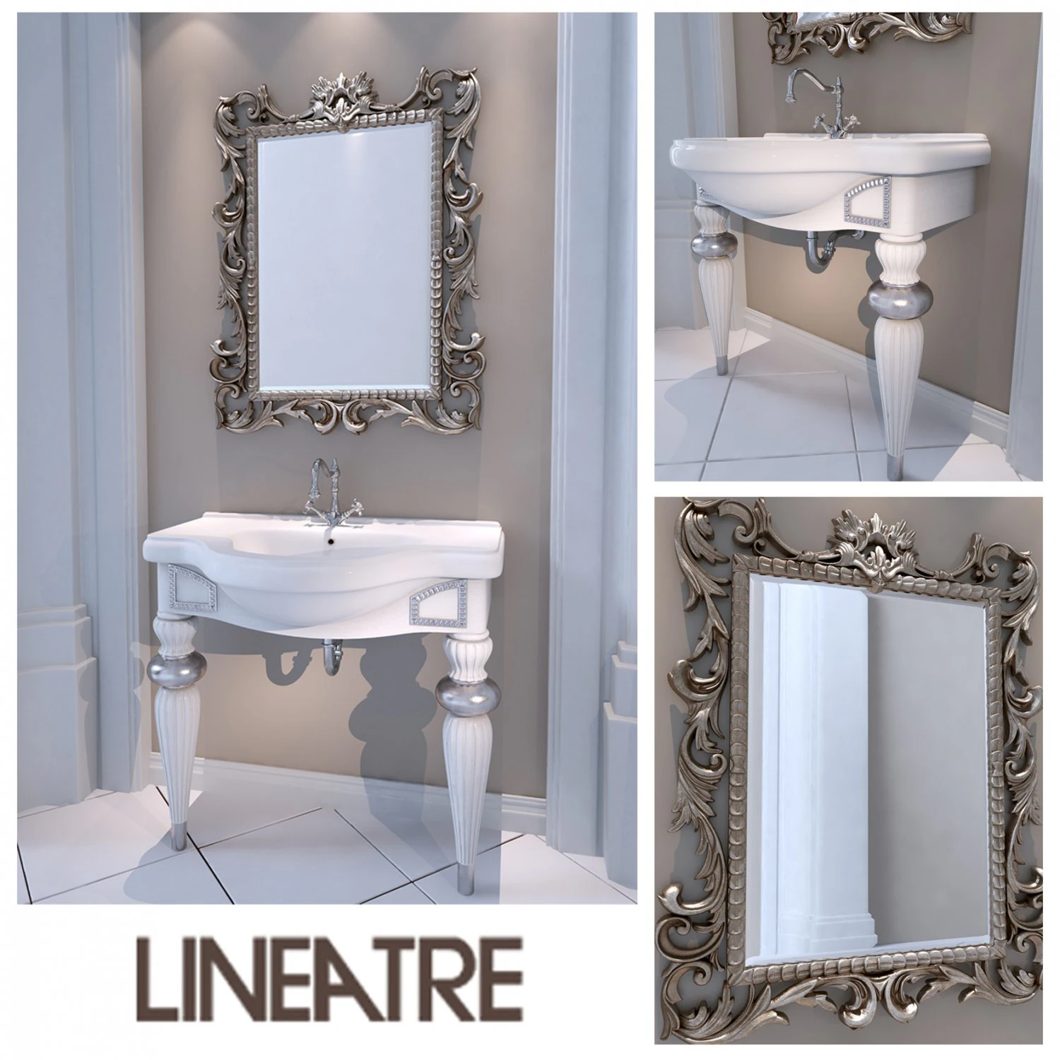 washbasin lineatre londra loccato patinato 3D Model .c4d .max .obj .3ds .fbx .stl .blend 