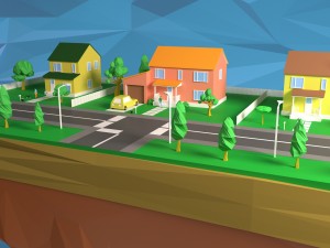 low poly - house scene with human 3D Models