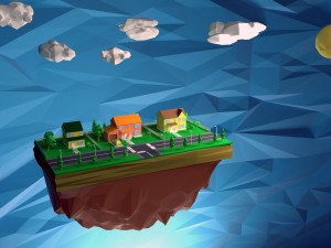 low poly - house scene with human 3D Модель