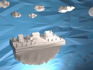 low poly - house scene with human 3D Модель