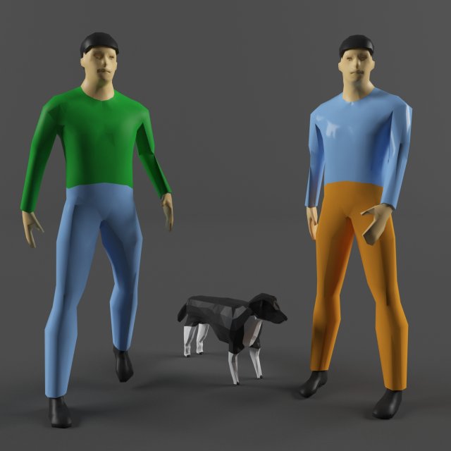 human and dog 3D 模型 .c4d .max .obj .3ds .fbx .stl .blend 