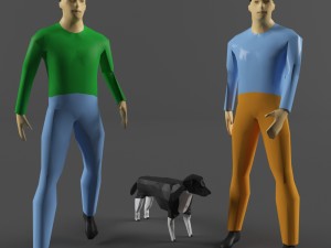 human and dog 3D Модель