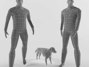 human and dog 3D 模型