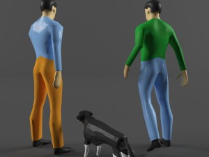human and dog 3D 模型
