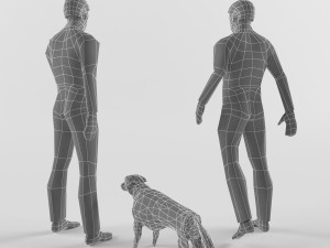 human and dog 3D 模型