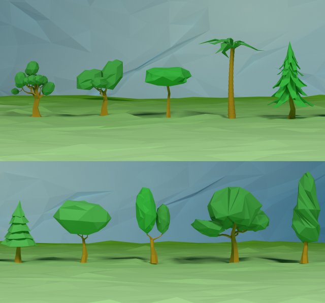 lowpoly trees pack 3D मॉडल .c4d .max .obj .3ds .fbx .stl .blend 