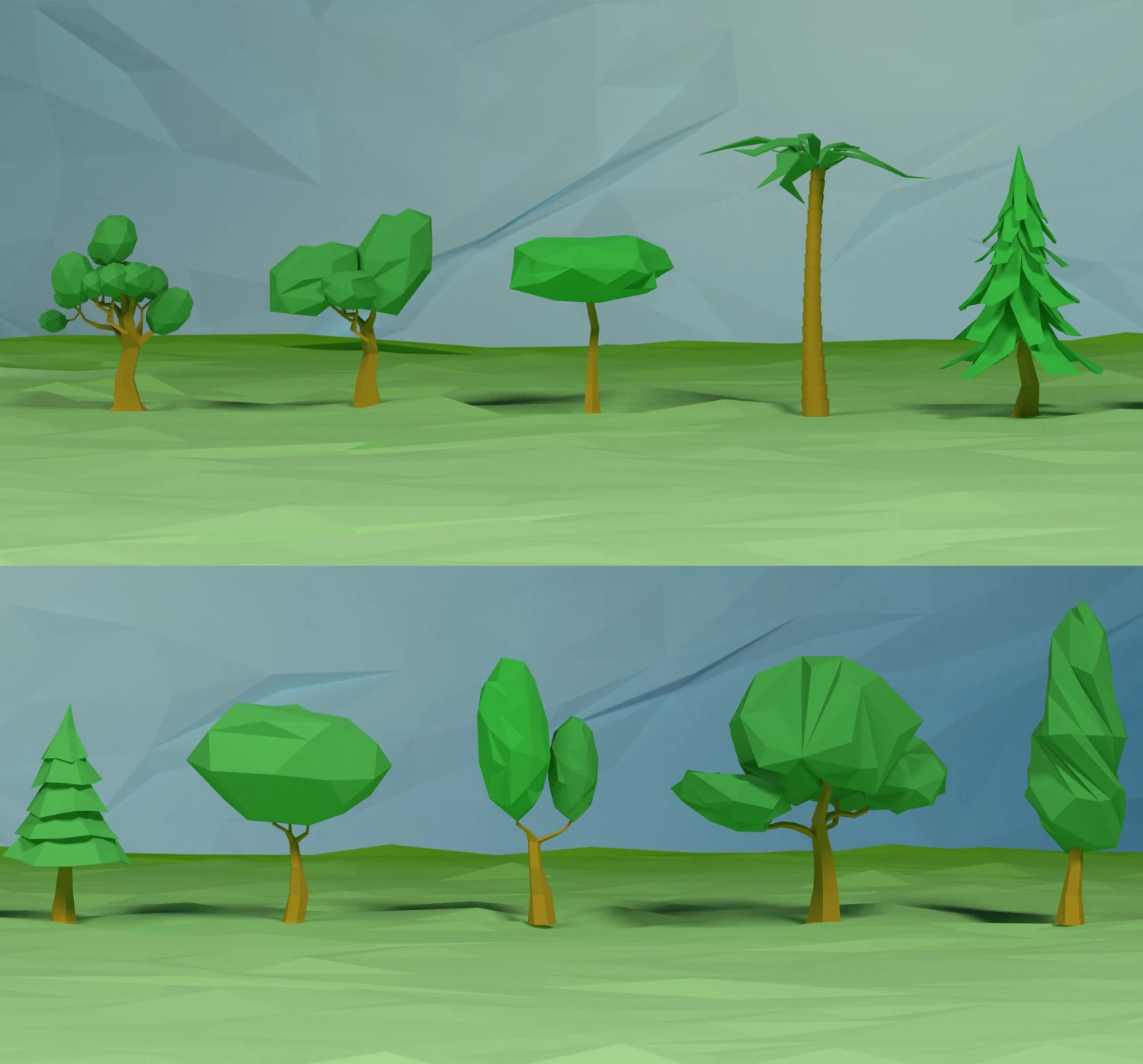 lowpoly trees pack 3D Model .c4d .max .obj .3ds .fbx .stl .blend