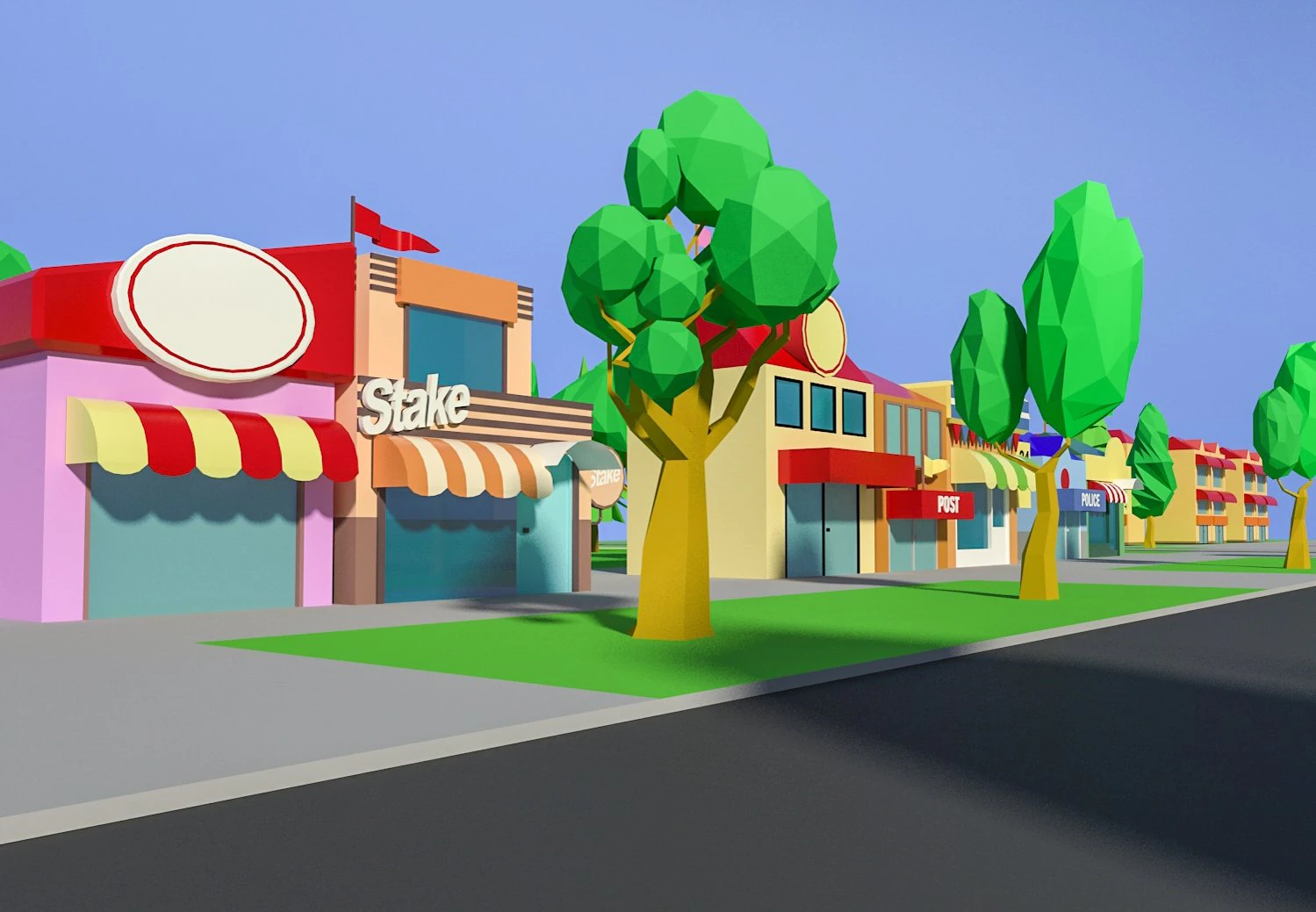 low poly houses buildings pack 3D Model .c4d .max .obj .3ds .fbx .stl .blend