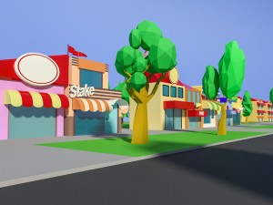 low poly houses buildings pack 3D Модель