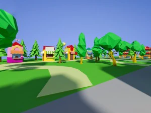 low poly houses buildings pack 3D Model