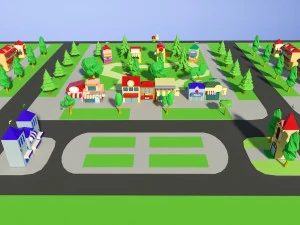 low poly houses buildings pack 3D Model