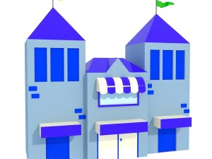 low poly houses buildings pack 3D Model