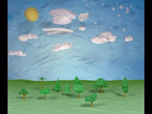 木 雲 日月 星パック 3Dモデル