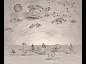 trees clouds sun moon stars pack 3D Model