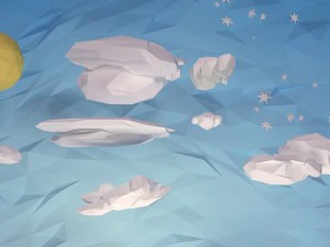 trees clouds sun moon stars pack 3D Model
