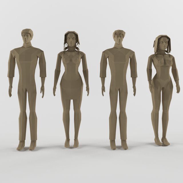 human male and female Modelo 3D .c4d .max .obj .3ds .fbx .stl .blend 