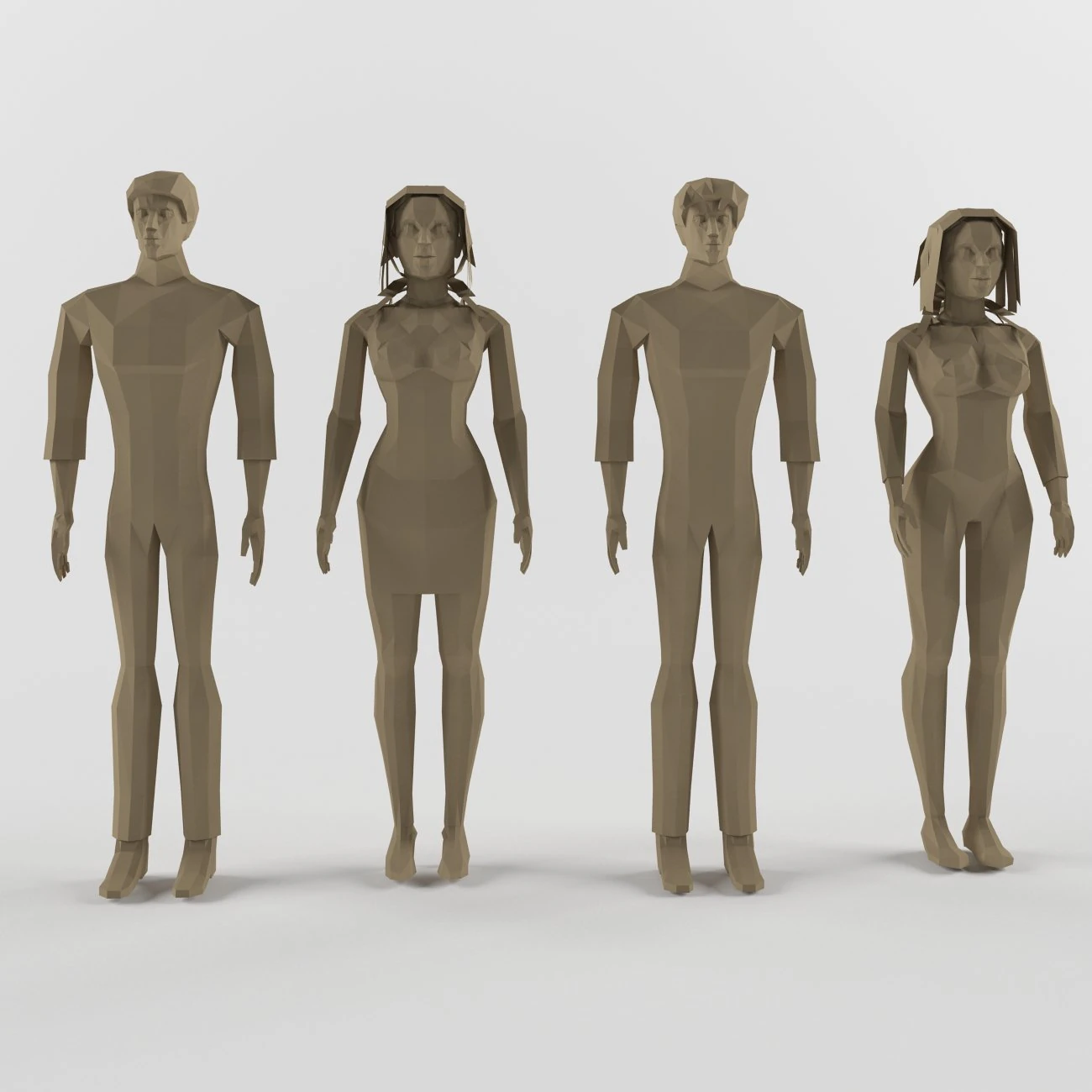 human male and female 3D Model .c4d .max .obj .3ds .fbx .stl .blend 