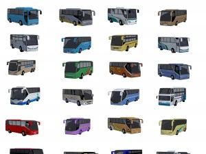 conjunto de &ocirc;nibus low poly Modelo 3D