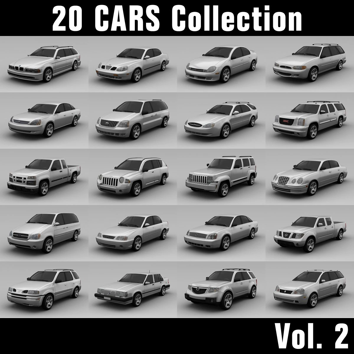 20 cars collections vol 2 3D Model .c4d .max .obj .3ds .fbx .stl .blend 