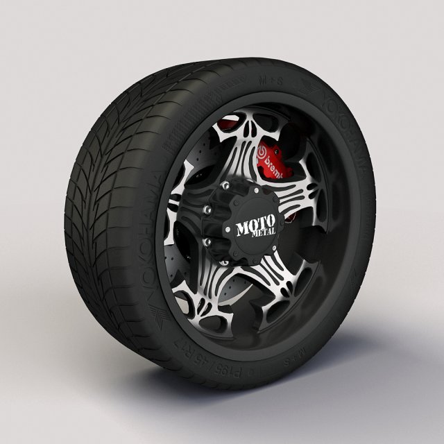 wheel motometal 909 skull rim and tyre Model 3D .c4d .max .obj .3ds .fbx .stl .blend 