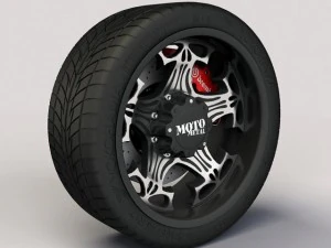 wheel motometal 909 skull rim and tyre 3D Model