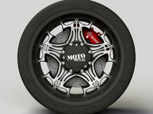wheel motometal 909 skull rim and tyre Model 3D