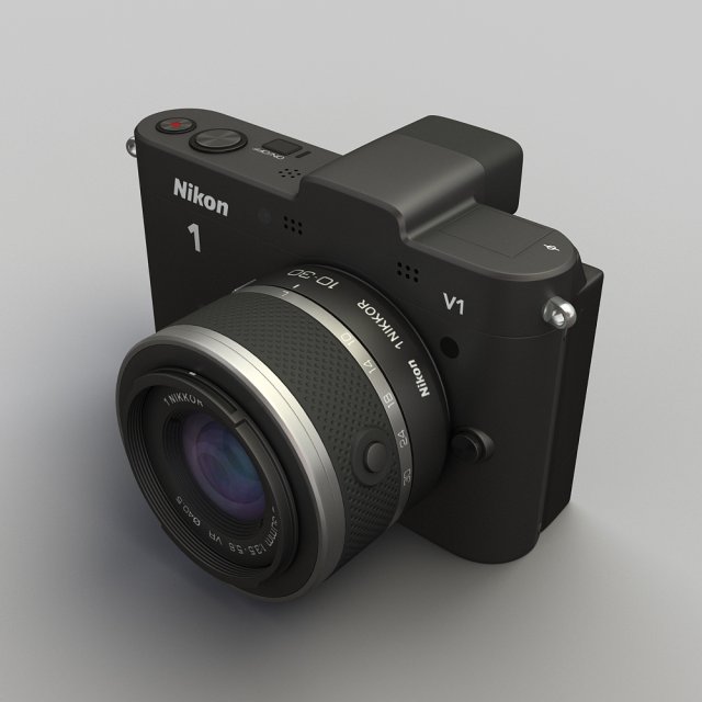 nikon v1 with nikkor 10mm and 1030mm lens 3D Model .c4d .max .obj .3ds .fbx .stl .blend 