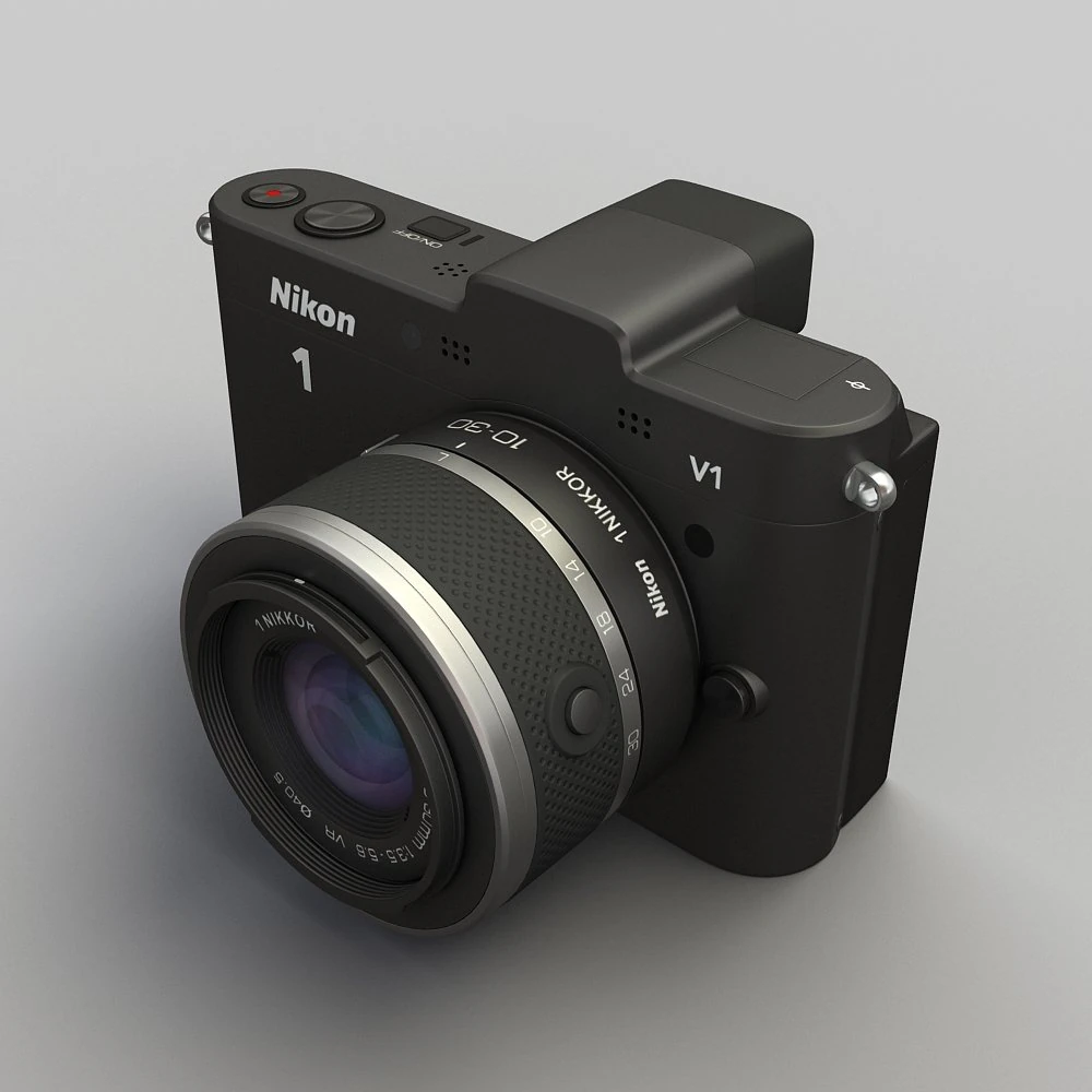 nikon v1 with nikkor 10mm and 1030mm lens 3D Model .c4d .max .obj .3ds .fbx .stl .blend 