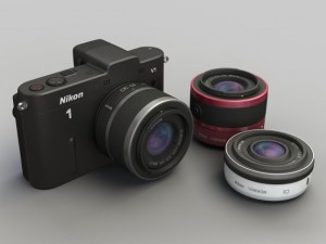 nikon v1 with nikkor 10mm and 1030mm lens 3D Model