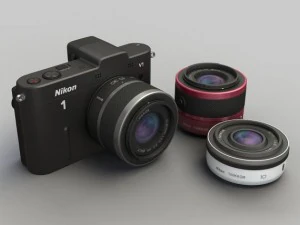 nikon v1 with nikkor 10mm and 1030mm lens 3D Model